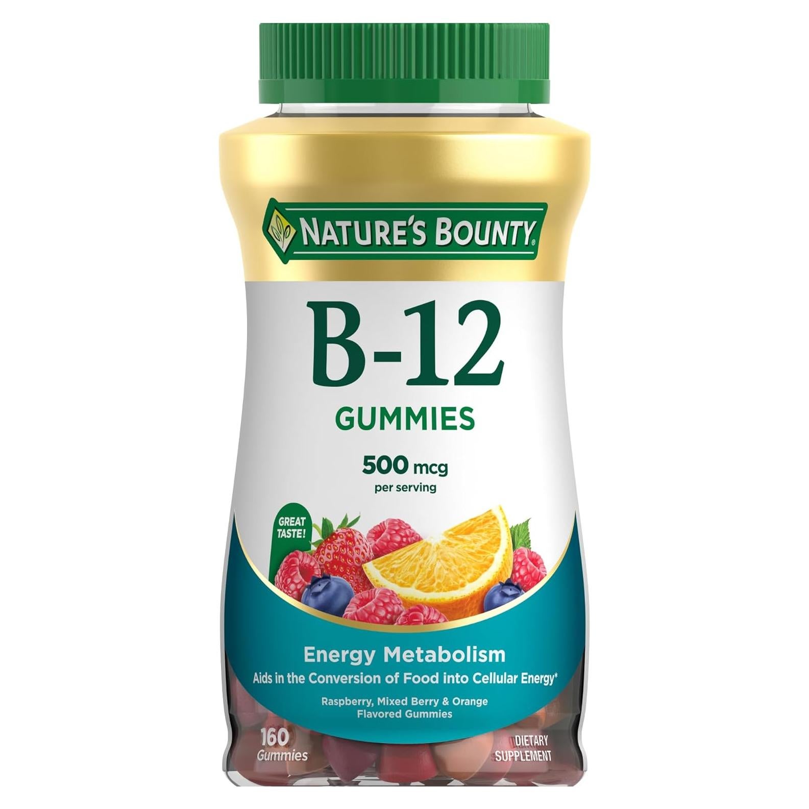 Gomitas de Vitamina B12 Nature's Bounty 500mcg 160 Conteo