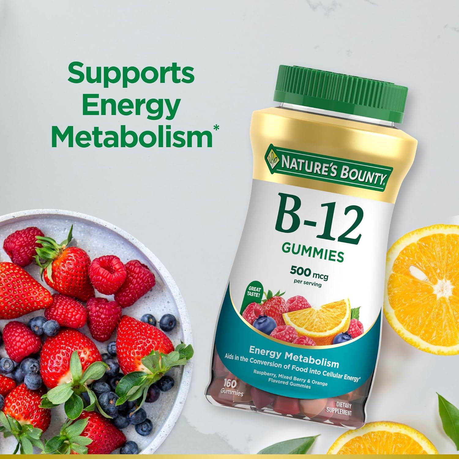 Gomitas de Vitamina B12 Nature's Bounty 500mcg 160 Conteo