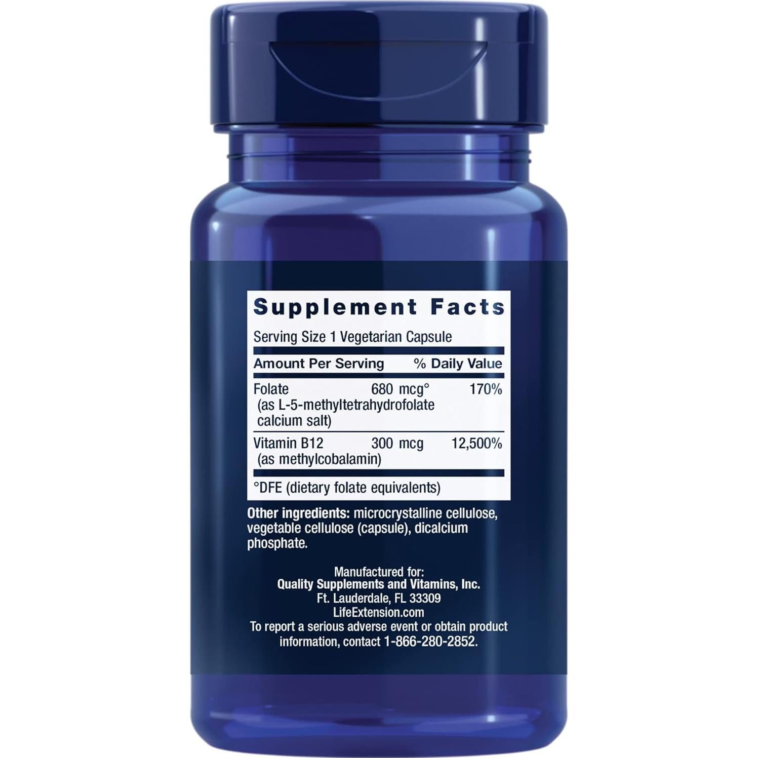 Life Extension Vitamina B6 250 mg + B12 90 Cápsulas Vegetarianas