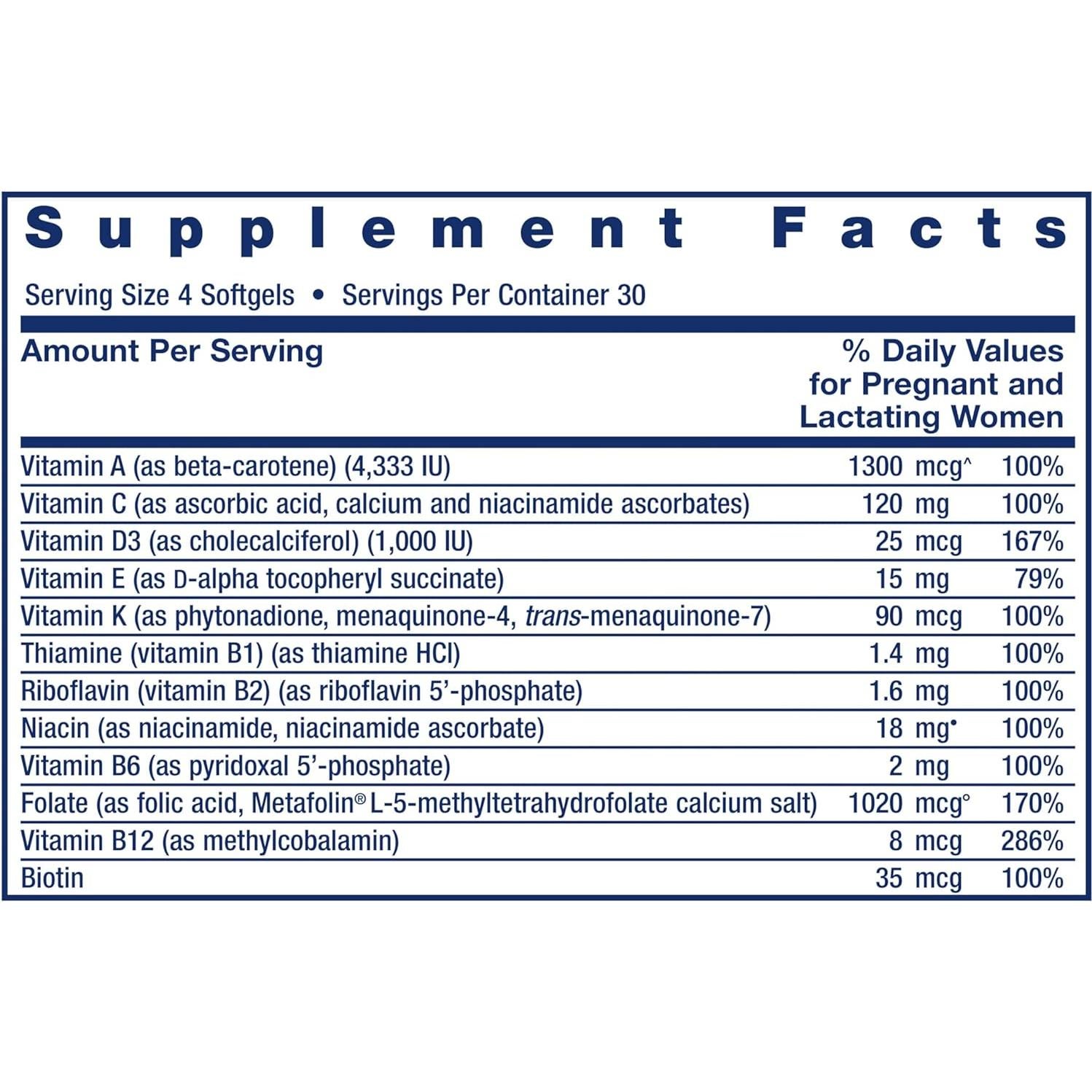 Multivitamínico Prenatal Life Extension 120 Gelatinas Blandas