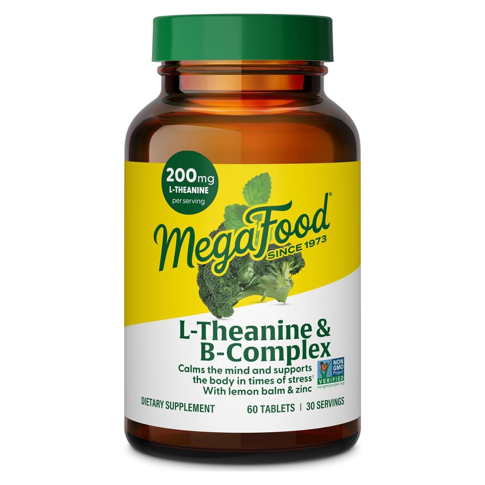 Suplemento L-Teanina 200 mg MegaFood con Vitaminas B - 60 Tabletas