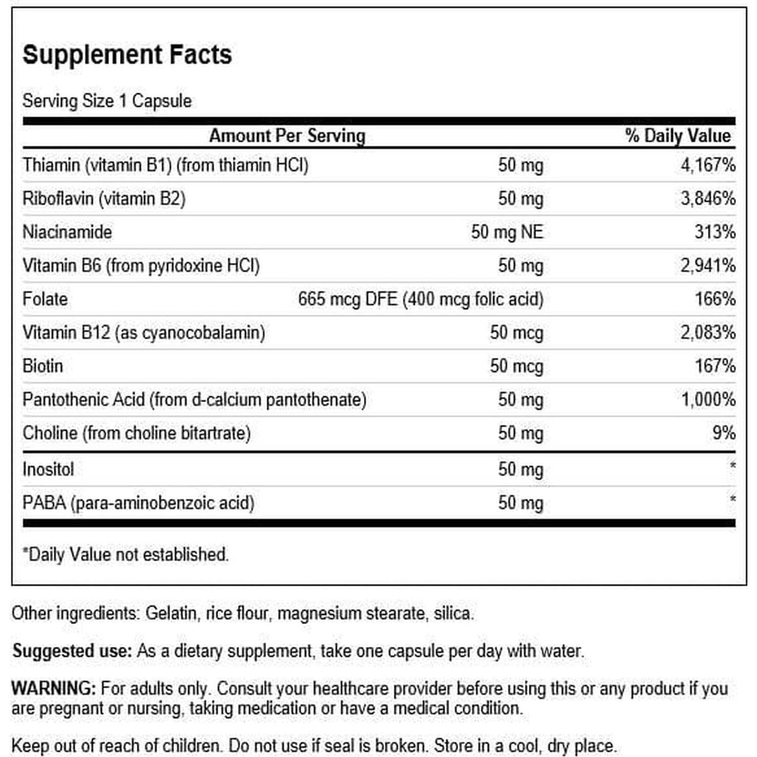 Complejo B-50 Swanson - Suplemento vitamínico 100 cápsulas