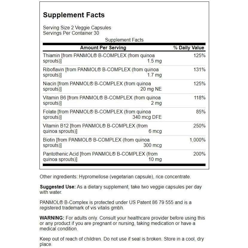 Complejo de Vitaminas B Veganas Swanson 60 Cápsulas