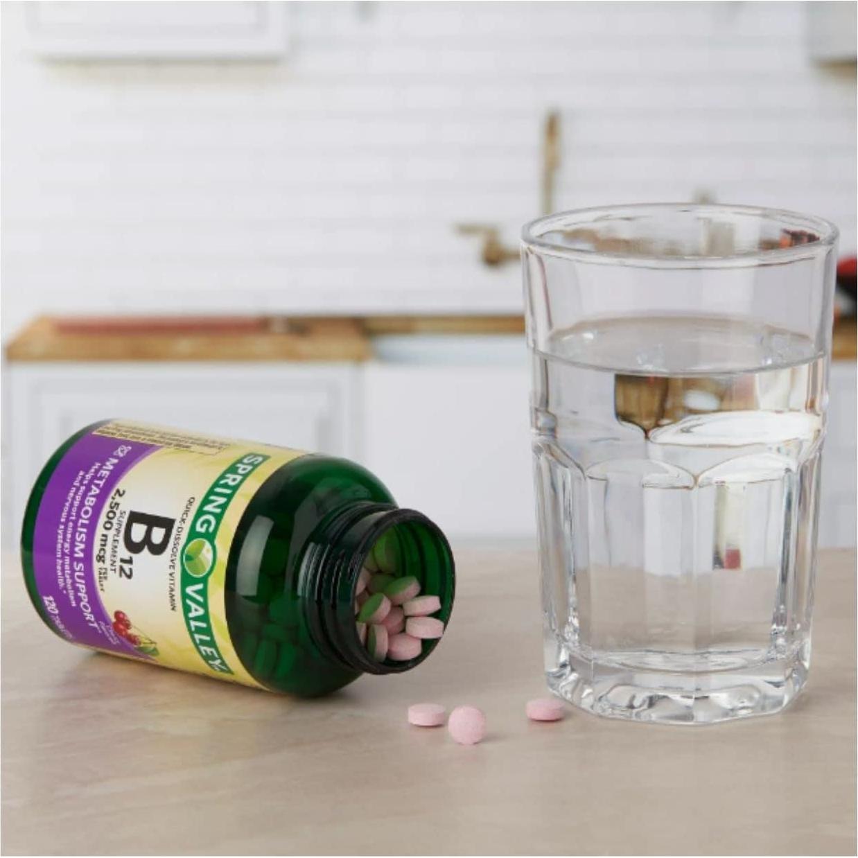 Tabletas de Vitamina B12 Rápida Spring Valley 2500 mcg Cereza 120 Unidades