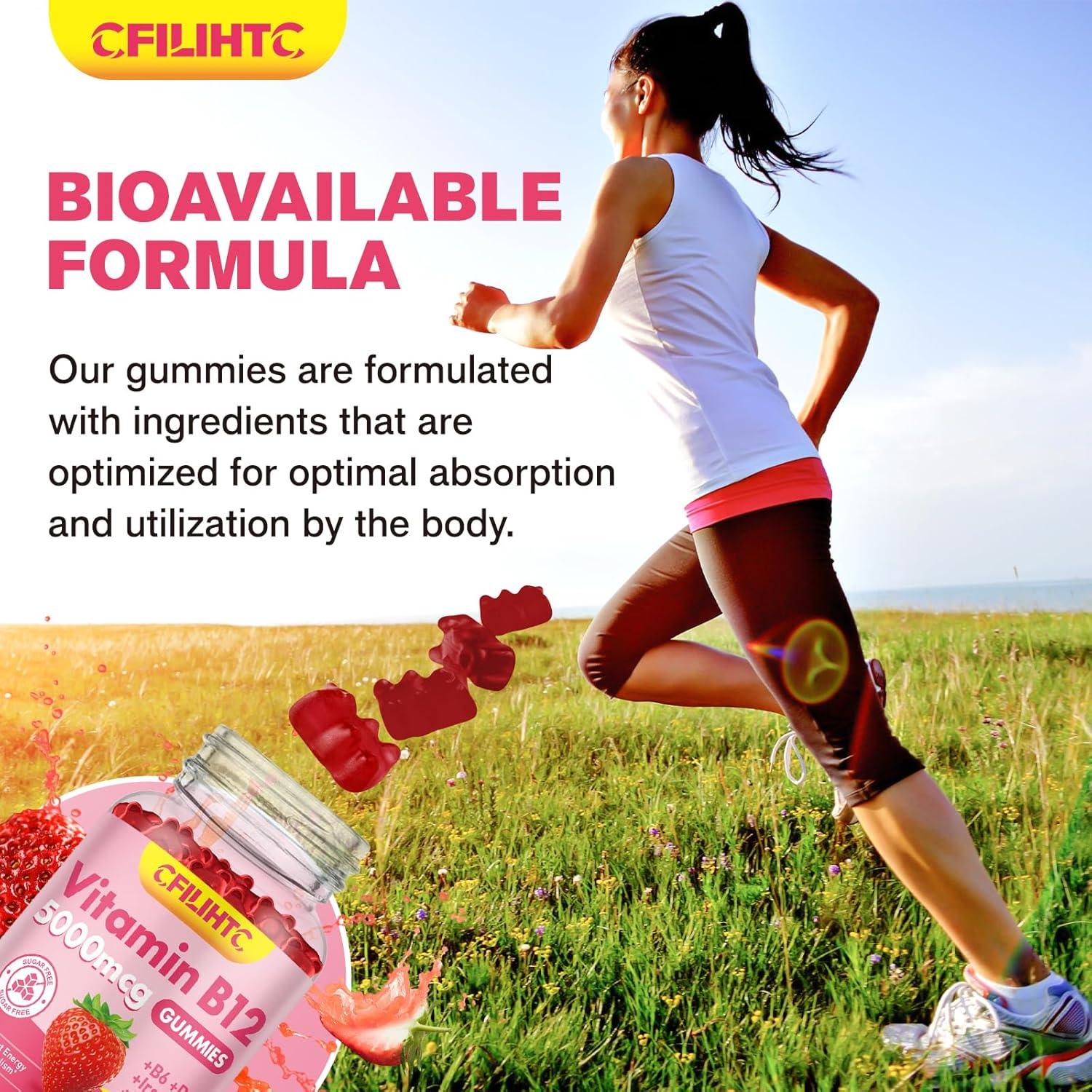 Gomitas de Vitamina B12 CFILIHTC 5000mcg Sabor Fresa 60 Unidades