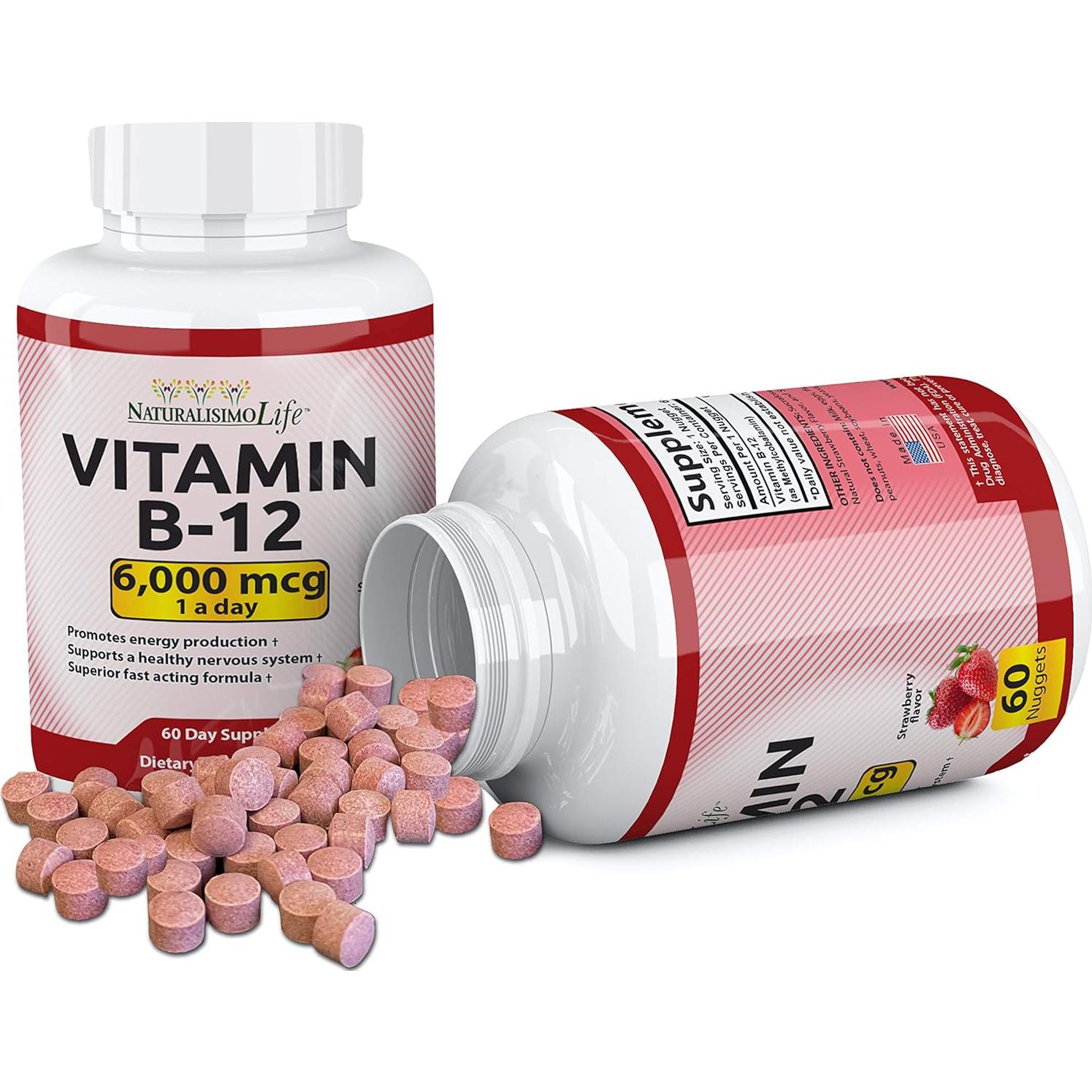 Nuggets de Vitamina B12 NaturalisimoLife 6,000 mcg - 60 Unidades