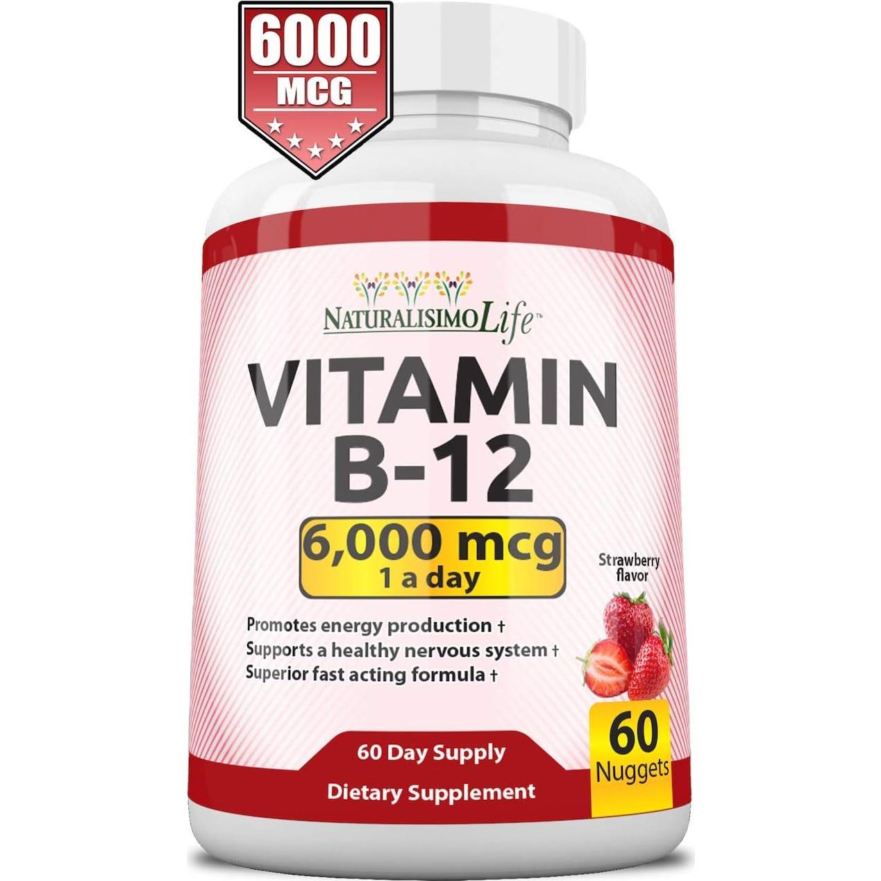 Nuggets de Vitamina B12 NaturalisimoLife 6,000 mcg - 60 Unidades