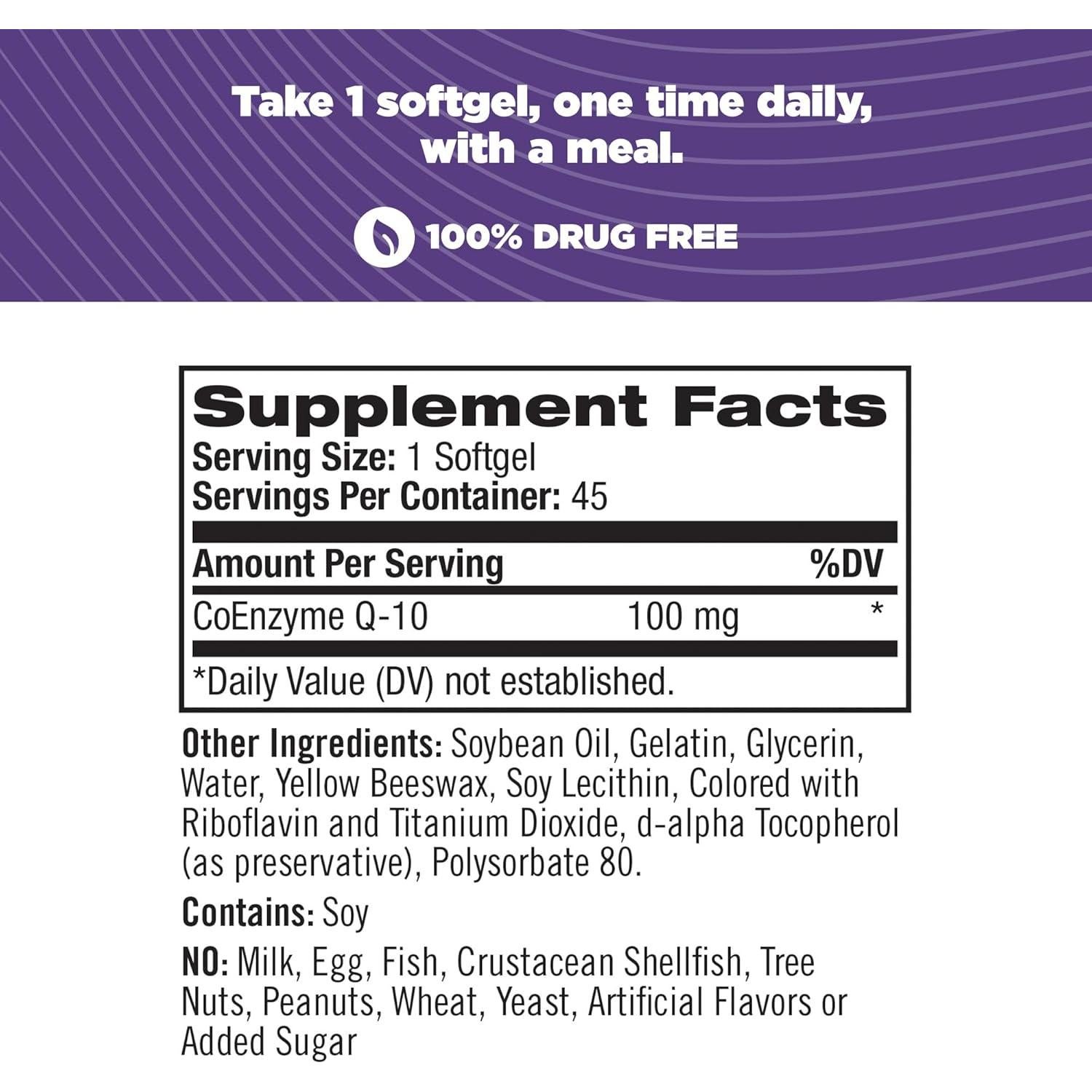 Suplemento Dietético Natrol CoQ-10 100 mg 45 Cápsulas