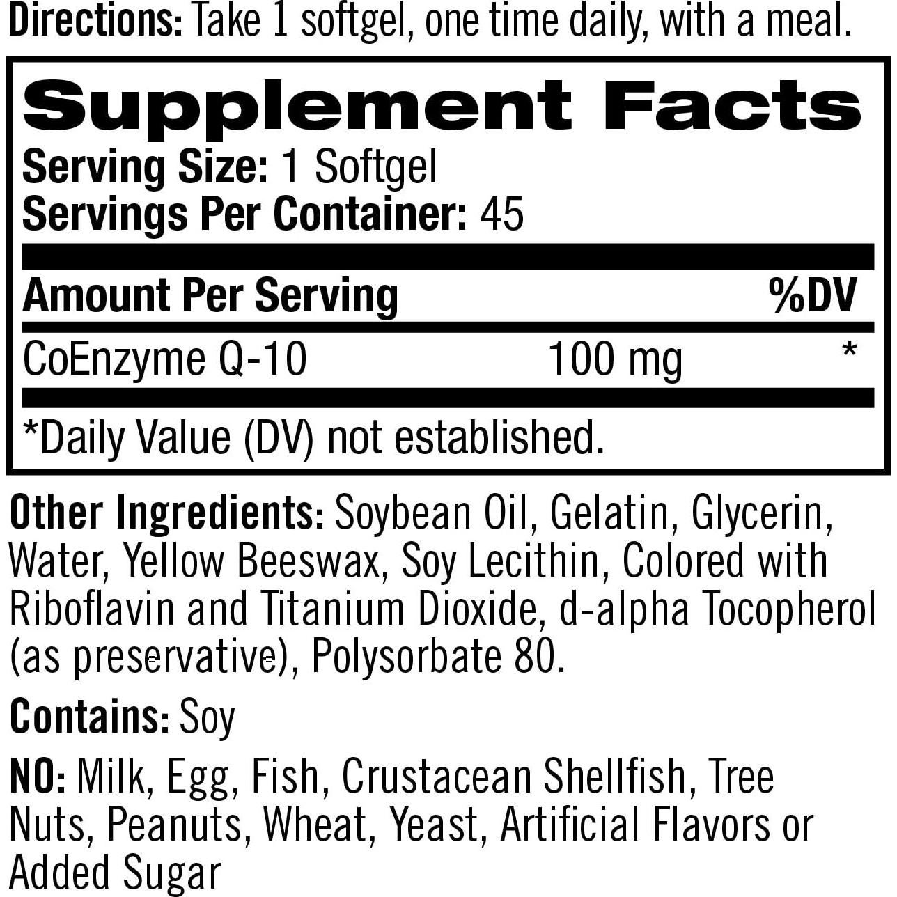 Suplemento Dietético Natrol CoQ-10 100 mg 45 Cápsulas