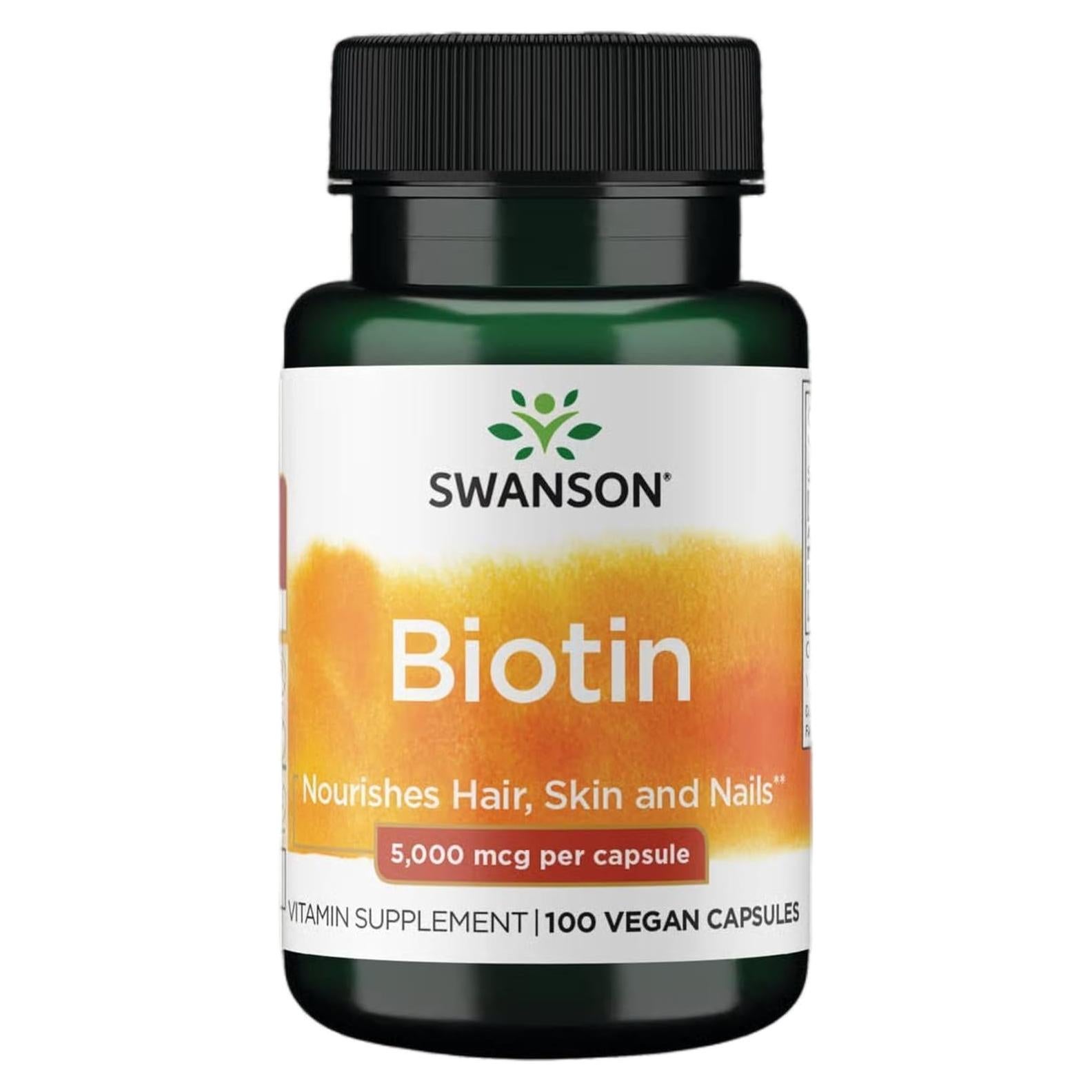 Swanson Biotina Vitamina B7 5000 mcg 100 Cápsulas