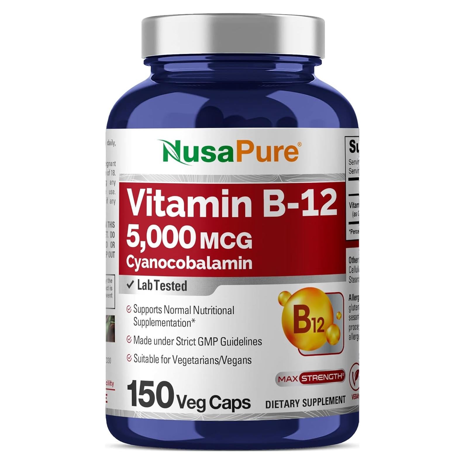 Vitamina B12 5000mcg NusaPure 150 Cápsulas Veganas