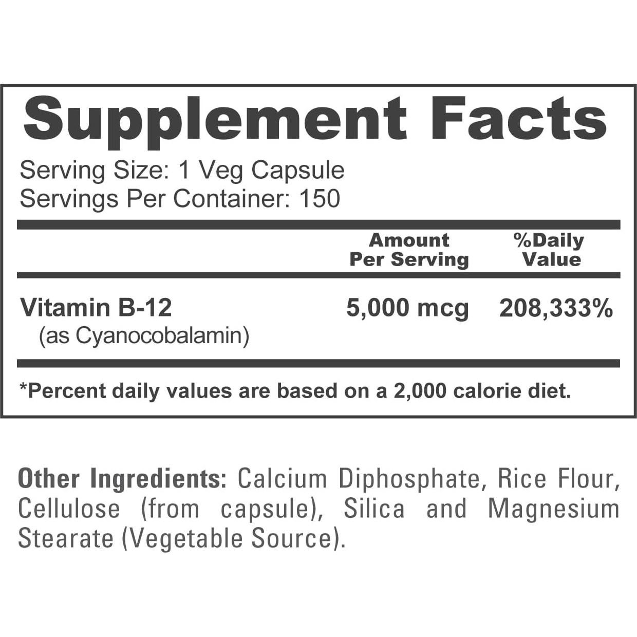 Vitamina B12 5000mcg NusaPure 150 Cápsulas Veganas