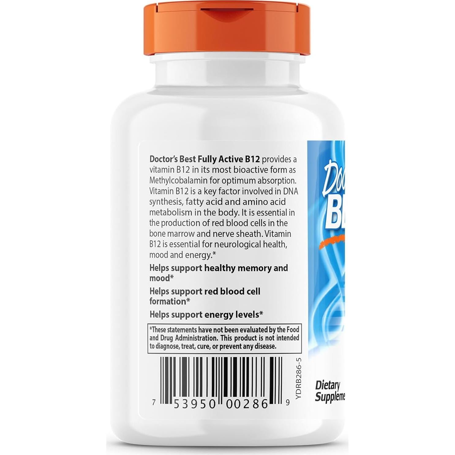 B12 Metilcobalamina Doctor's Best 1500 mcg Vegano 60 Cápsulas