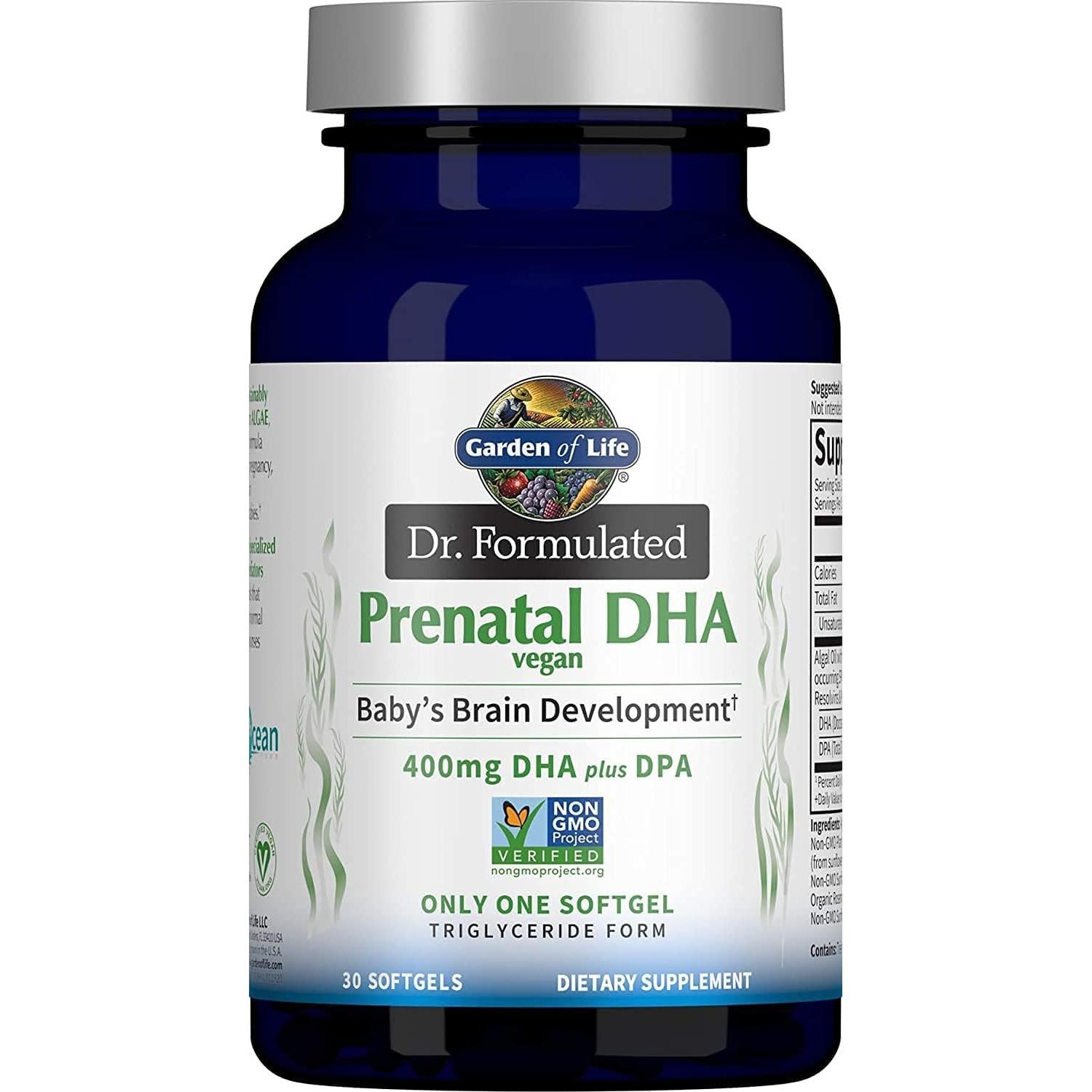 Suplemento Prenatal Orgánico Jardín de Vida - DHA Vegano 400mg