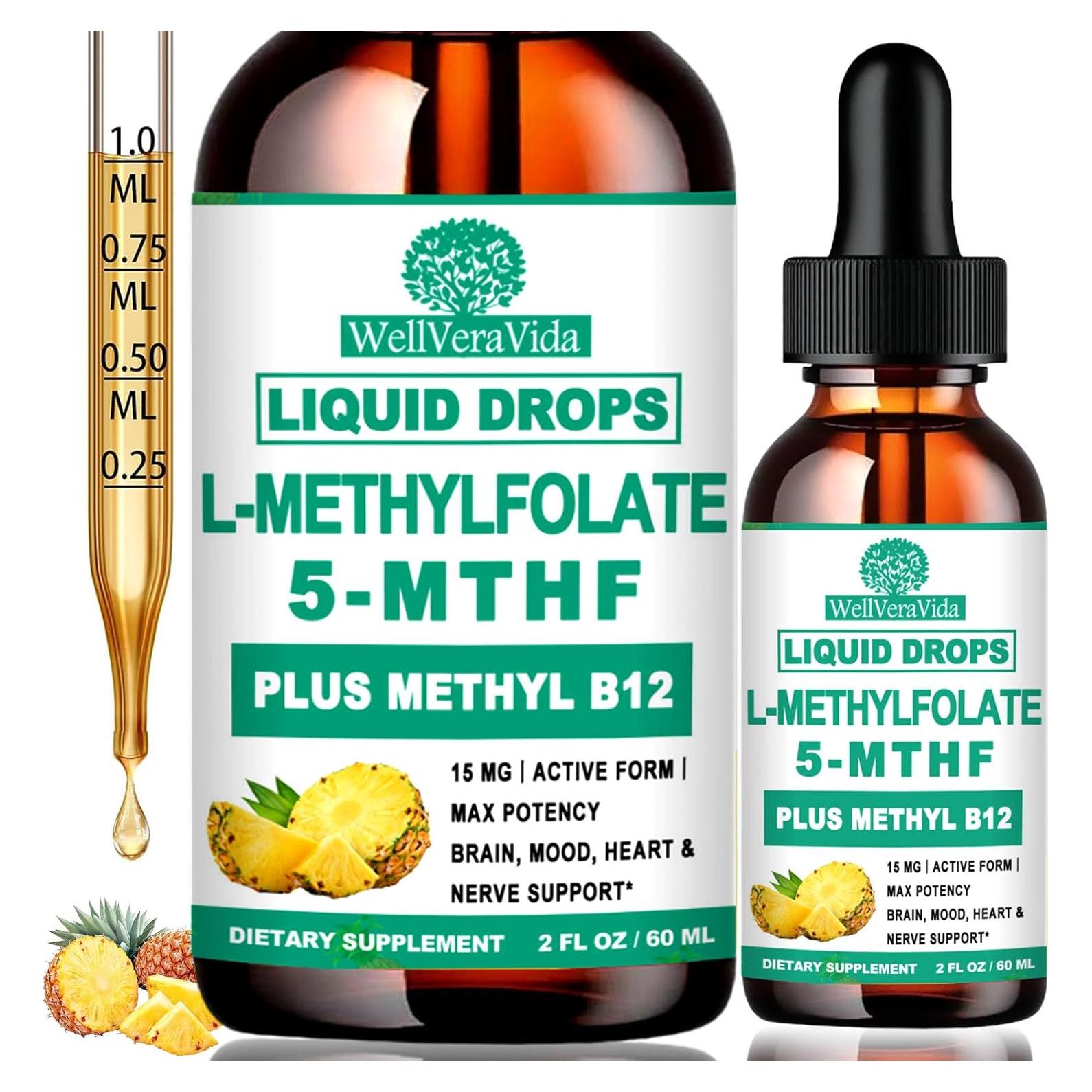 Suplemento Metilfolato 15mg WellVeraVida - 2 Paquetes de 60 Dosis