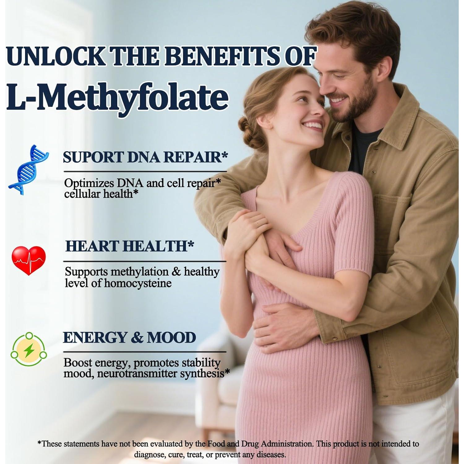 Suplemento Metilfolato 15mg WellVeraVida - 2 Paquetes de 60 Dosis