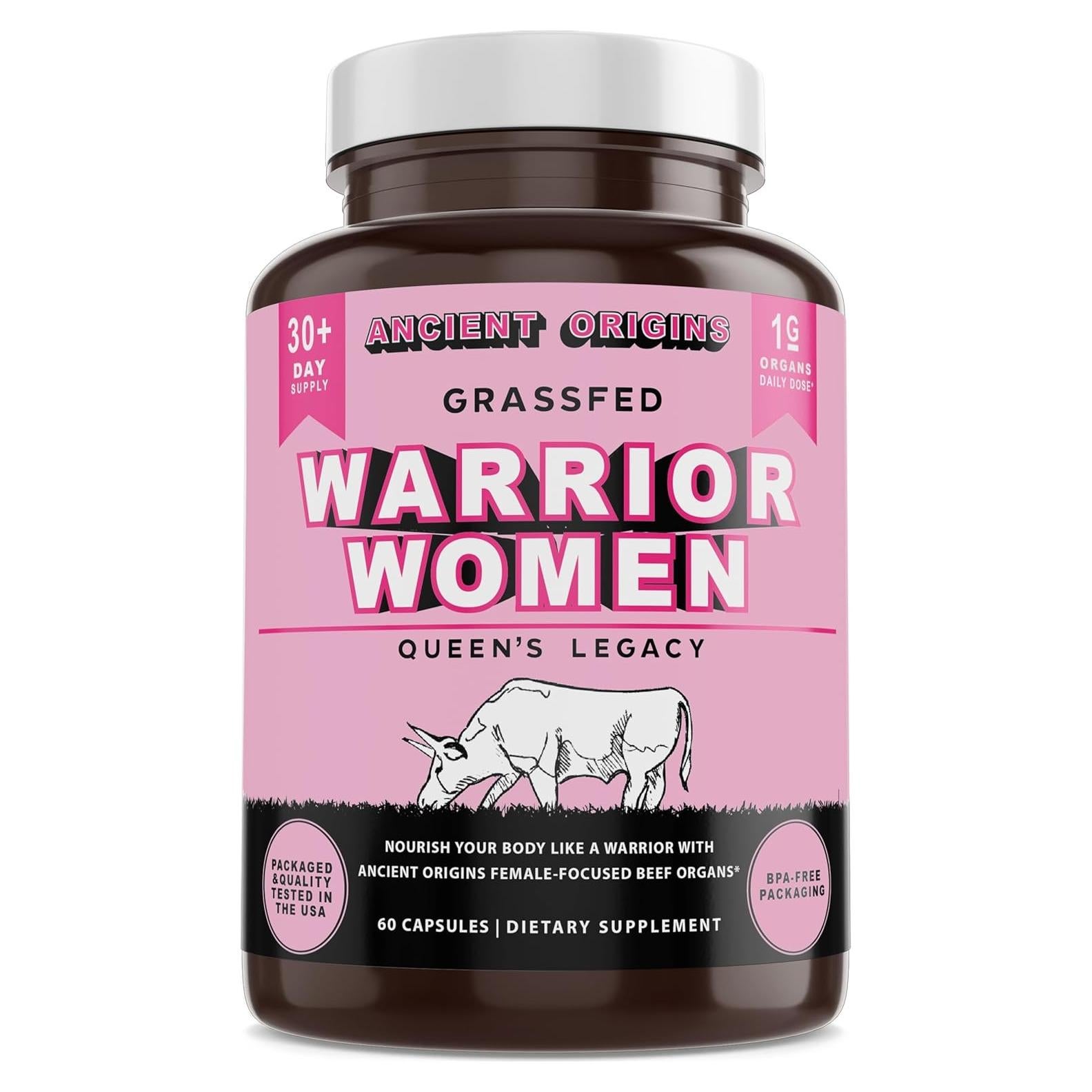 Suplemento de Órganos de Res para Mujeres Antiguos Orígenes - 7 Órganos Alimentados con Pasto - Hígado, Corazón, Calostro y Más