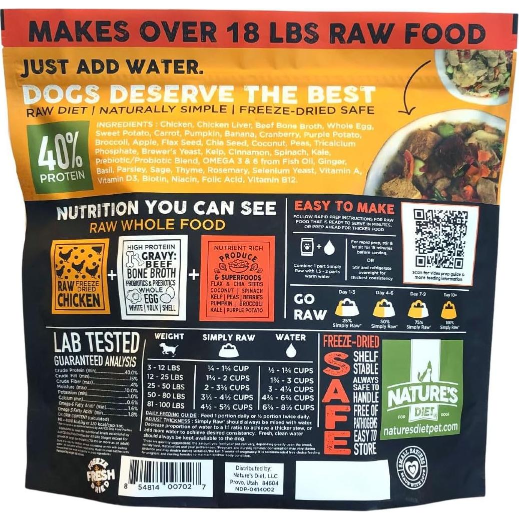 Comida Cruda Deshidratada al Vacío Dieta Natural 1.36 kg Pollo