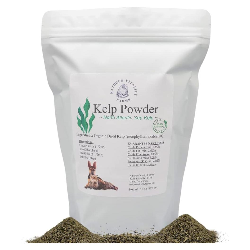 Polvo de Kelp Natural para Perros y Gatos Natures Vitality 425g