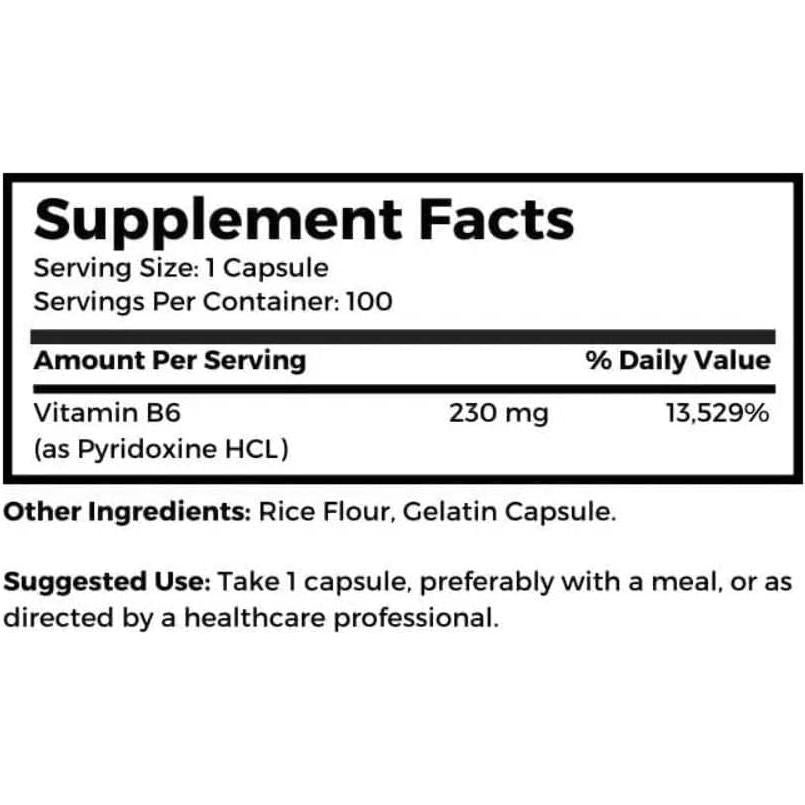 Suplemento Vitamina B6 Dr. Clark 230mg 100 Cápsulas