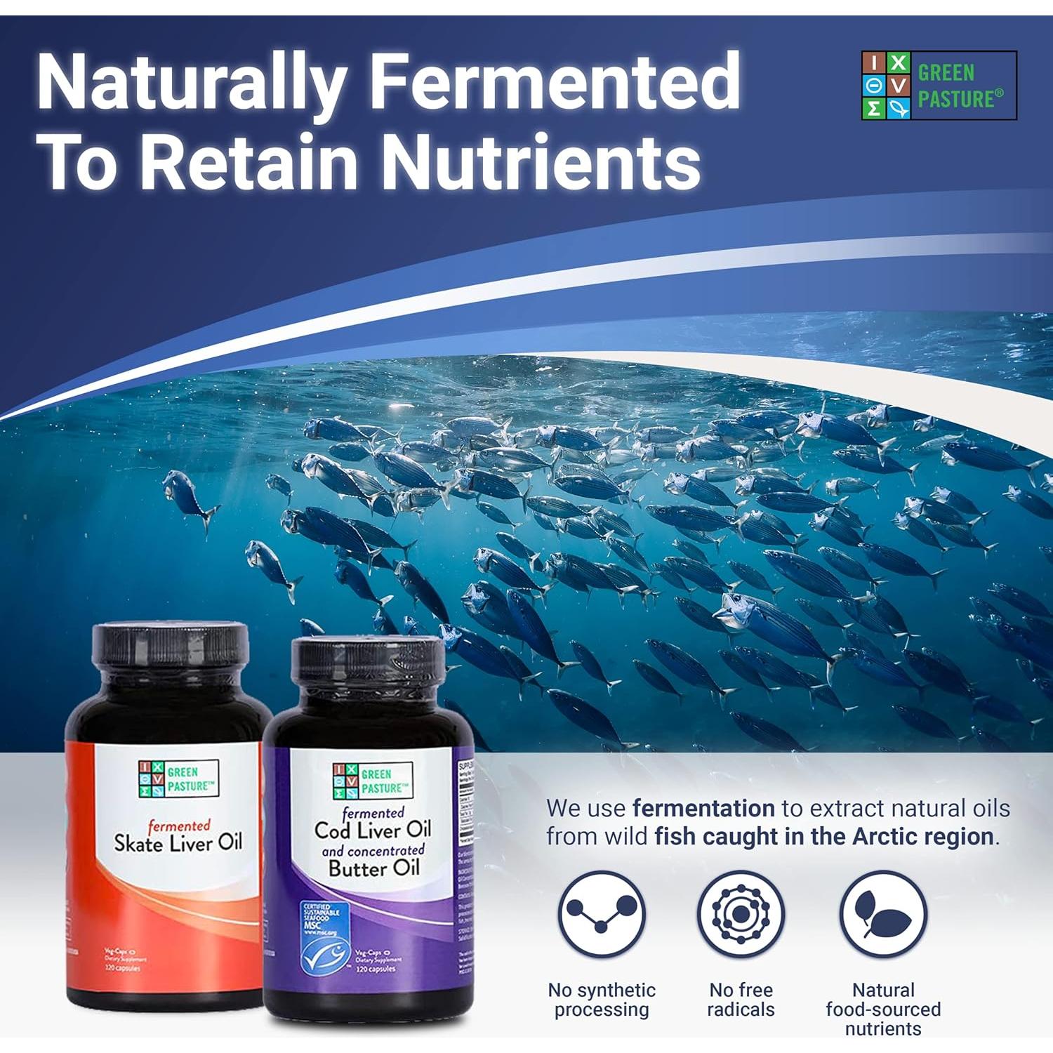 Pasto Verde 120 Cápsulas - Aceite de Hígado de Bacalao y Mantequilla - Omega 3, Vitamina A y D