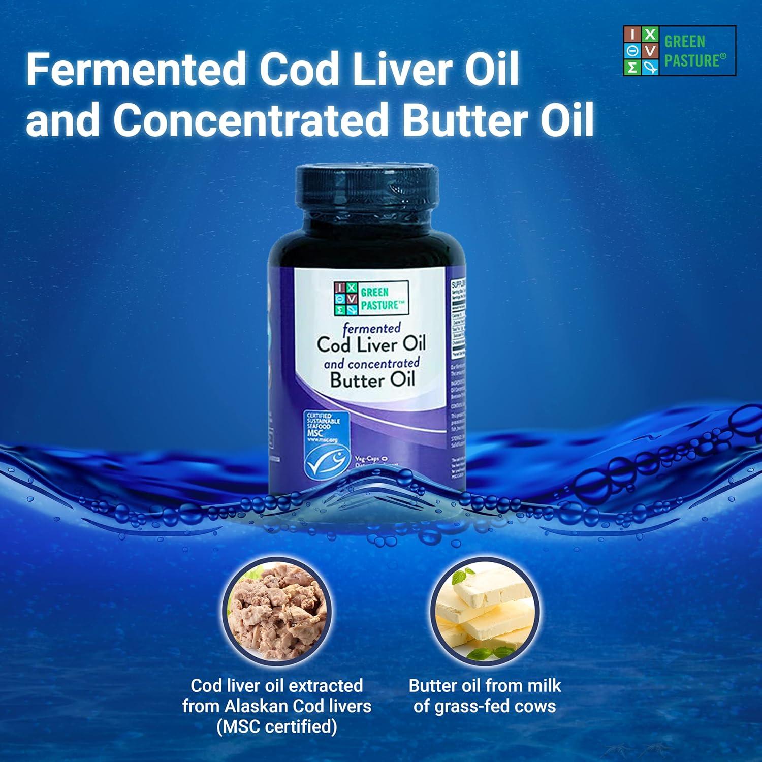 Pasto Verde 120 Cápsulas - Aceite de Hígado de Bacalao y Mantequilla - Omega 3, Vitamina A y D