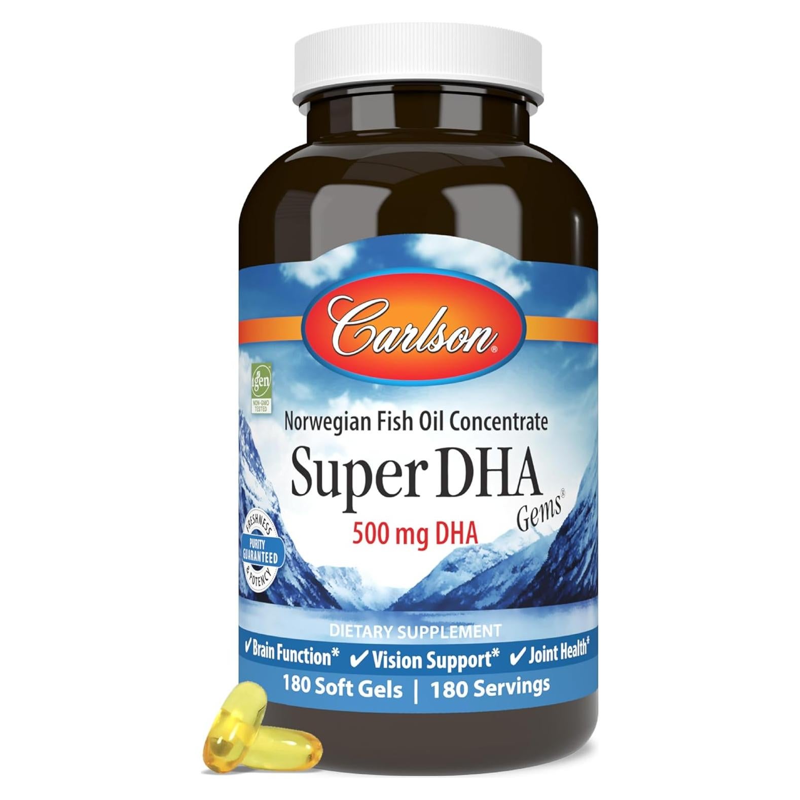 Suplemento de DHA 500 mg Carlson Labs - 180 Softgels
