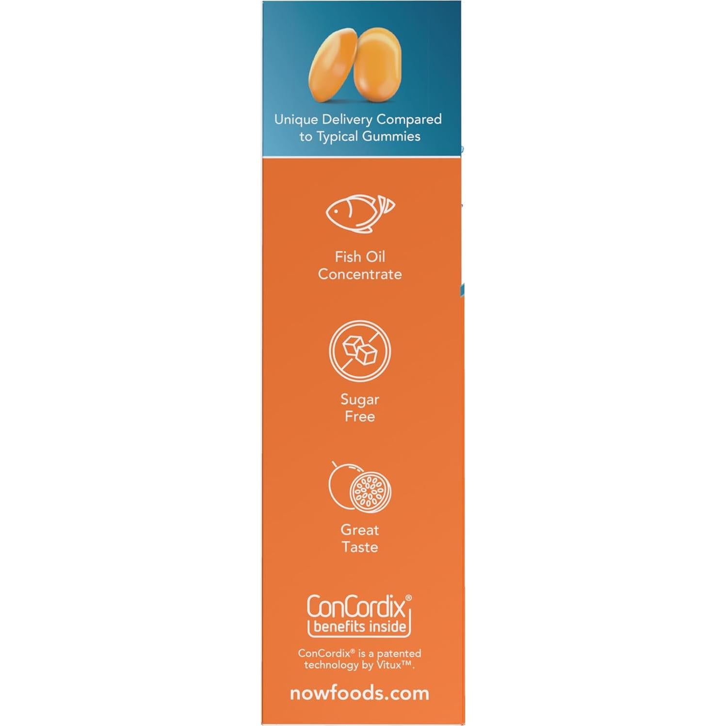 Gominolas Omega-3 NOW, 36 Unidades, Sin Azúcar, Sabor Fruta