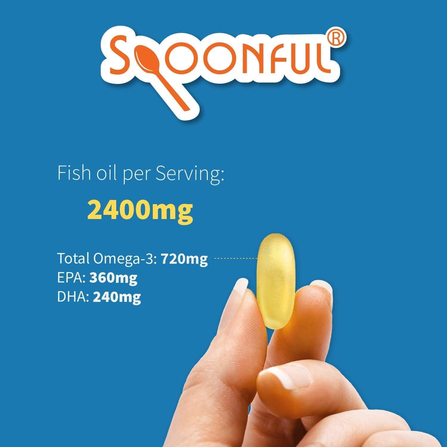 Spoonful Omega 3 Aceite de Pescado 2400mg 200 Cápsulas Blandas