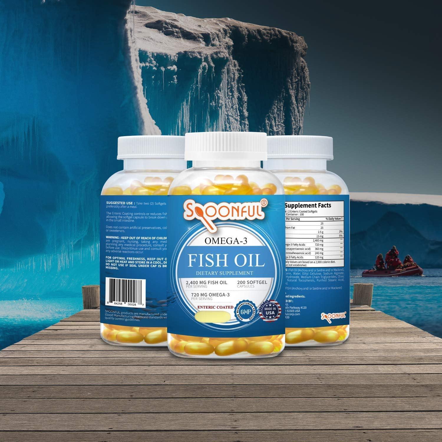 Spoonful Omega 3 Aceite de Pescado 2400mg 200 Cápsulas Blandas