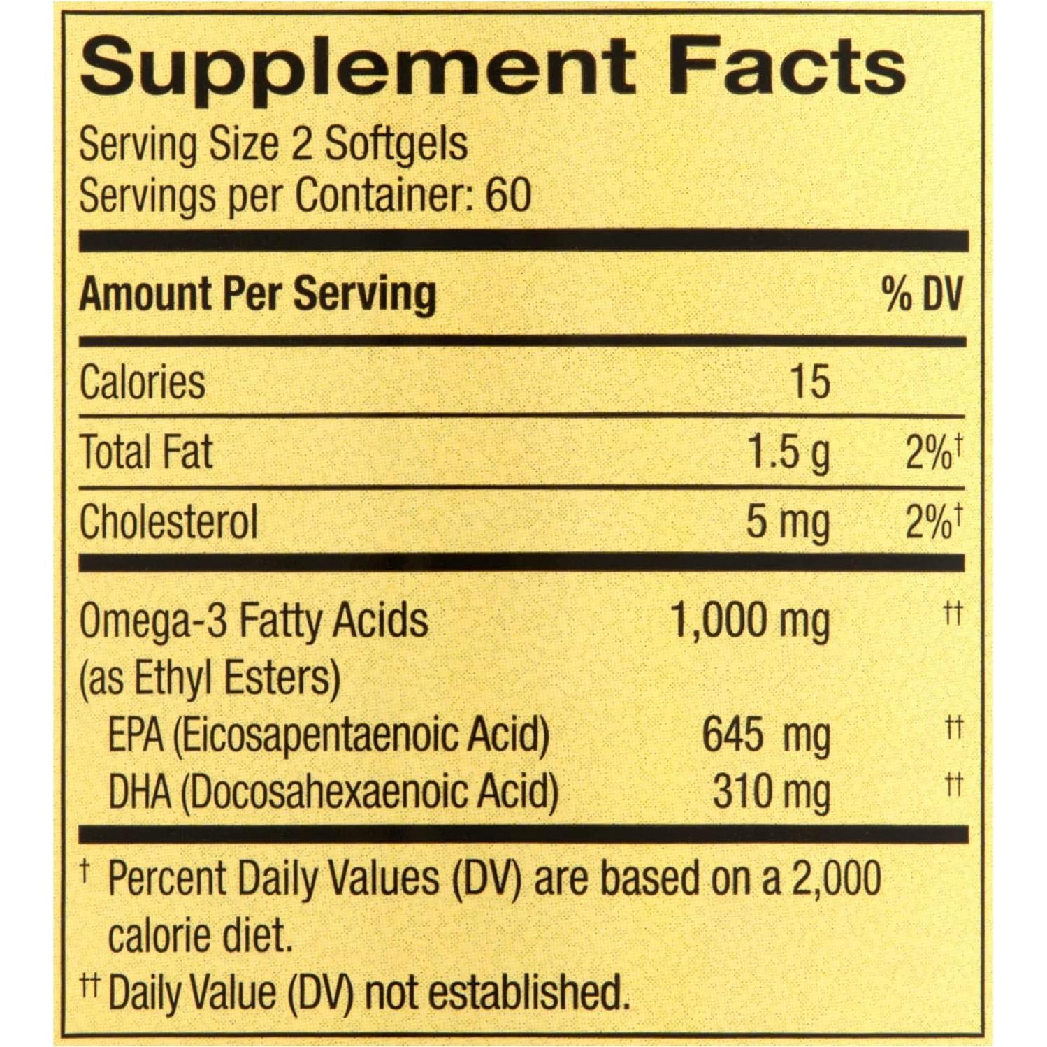 Suplemento Omega-3 Spring Valley 1000 mg 120 Cápsulas Blandas