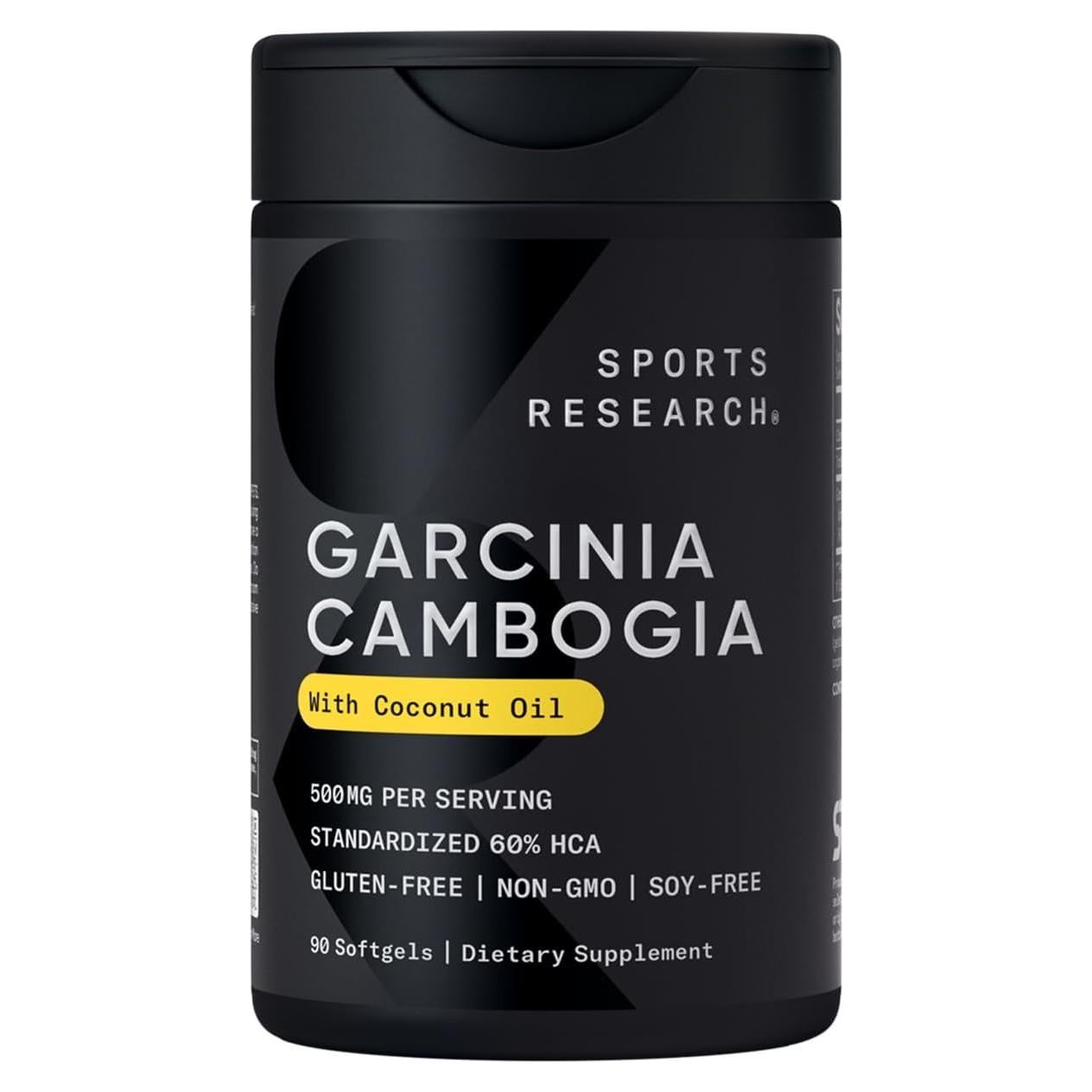 Garcinia Cambogia Sports Research 60% HCA con Aceite de Coco 180 Cápsulas