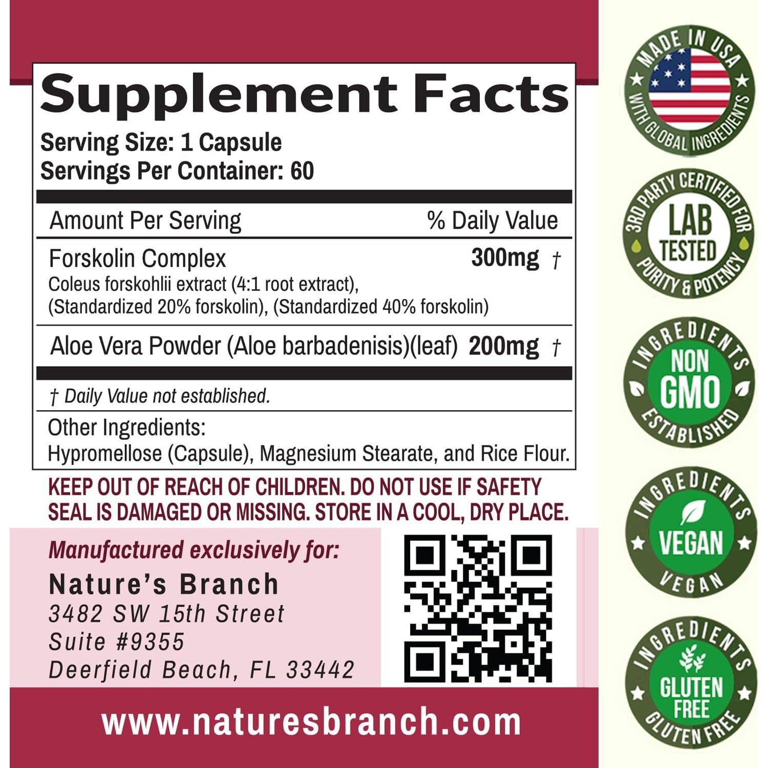 Forskolina Ultra Pura Nature's Branch 60 Cápsulas Veganas 40%