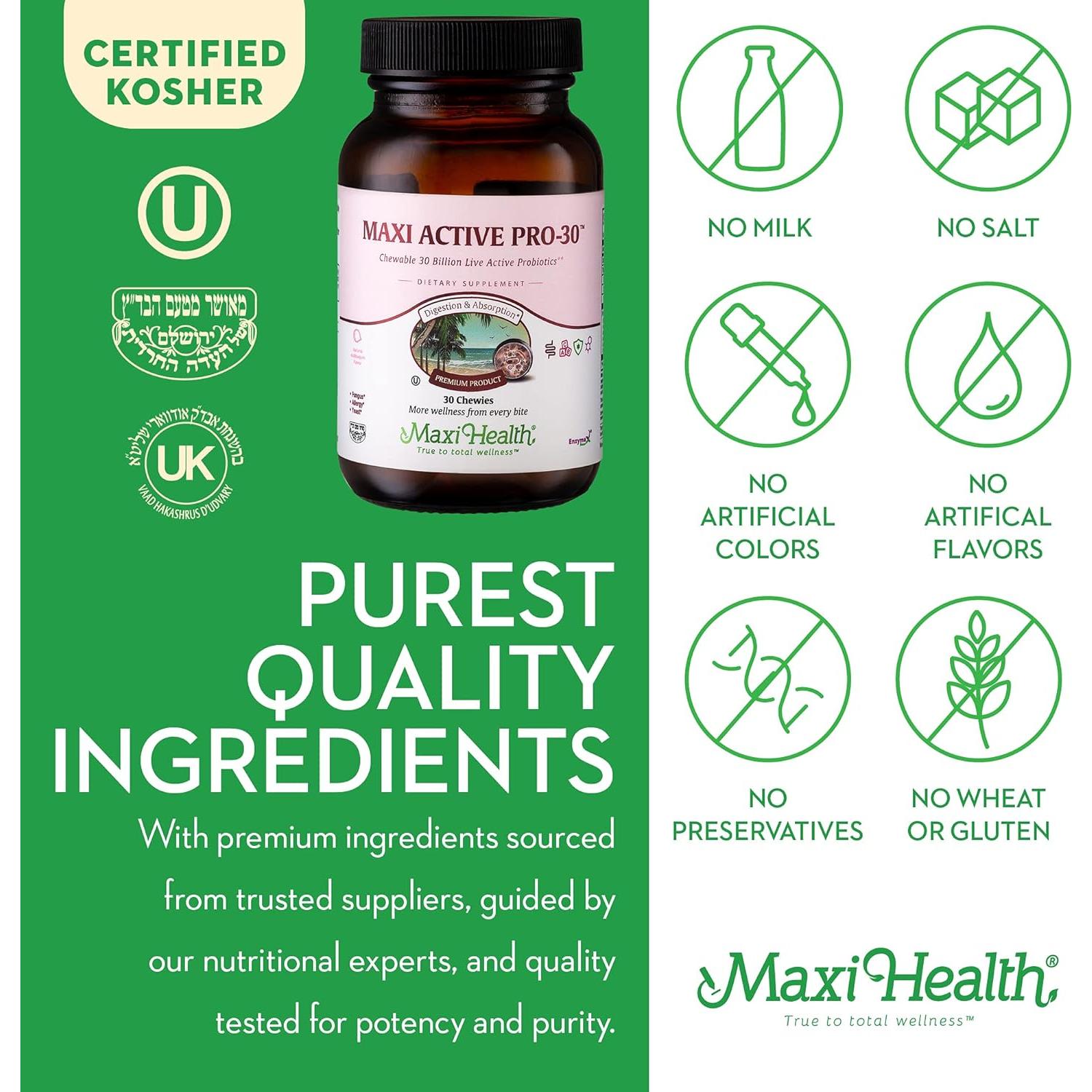 Tabletas Masticables Probioticas Maxi Active Pro 30 Sabor Chicle