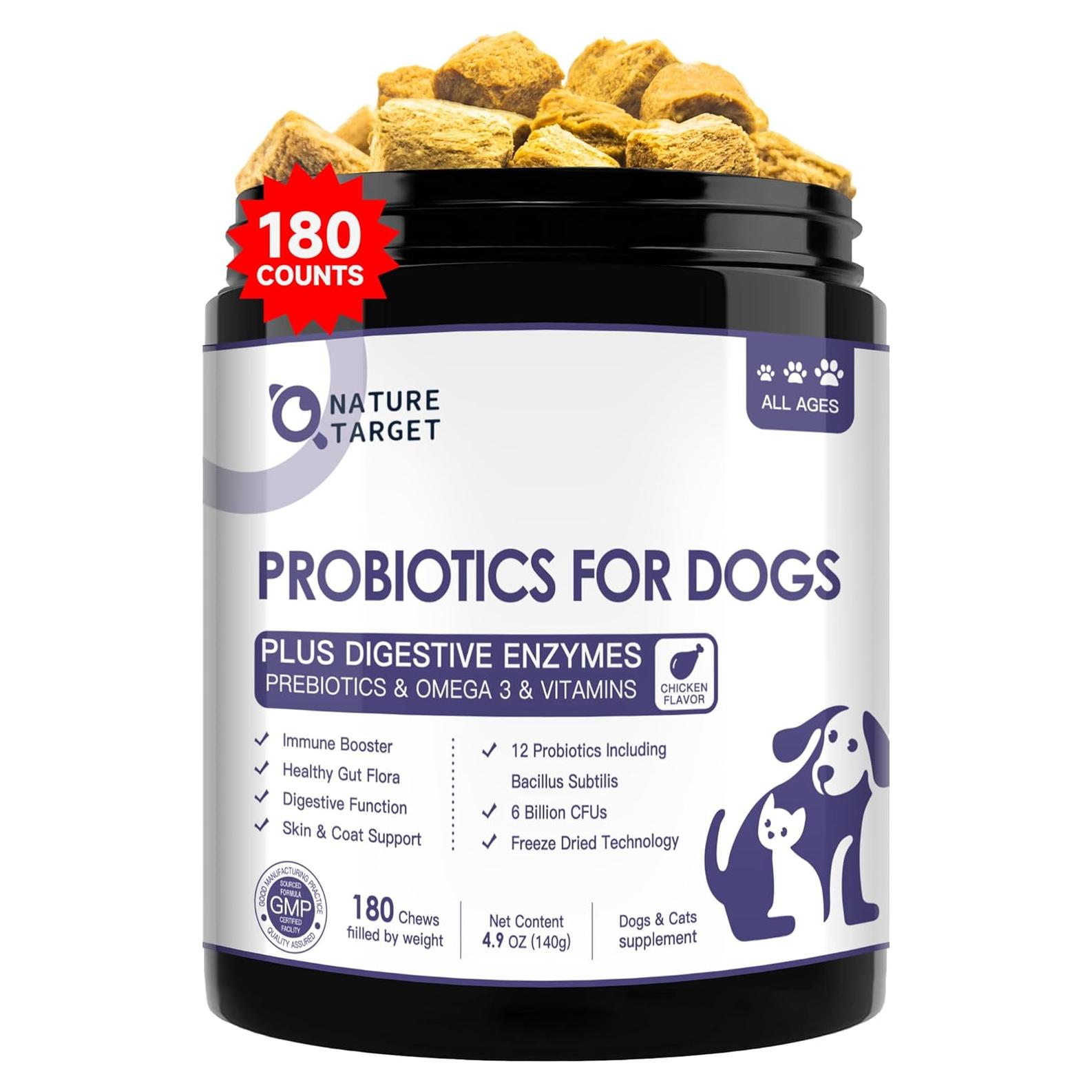 Probioticos Liofilizados para Perros Nature Target 180 Unidades