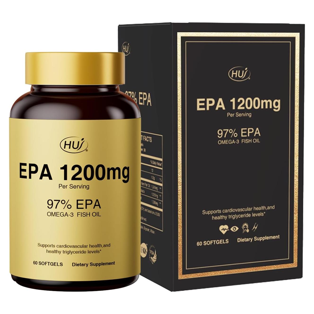 Aceite de Pescado Omega-3 HUJ 1200mg EPA 60 Gelatinas Blandas