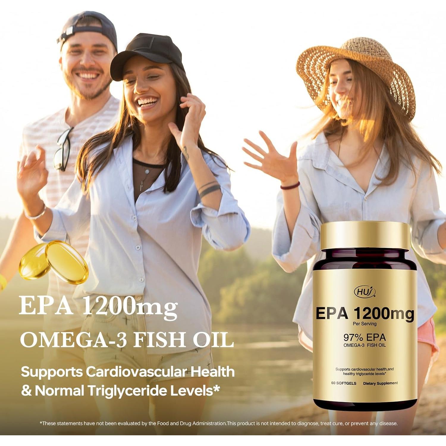 Aceite de Pescado Omega-3 HUJ 1200mg EPA 60 Gelatinas Blandas