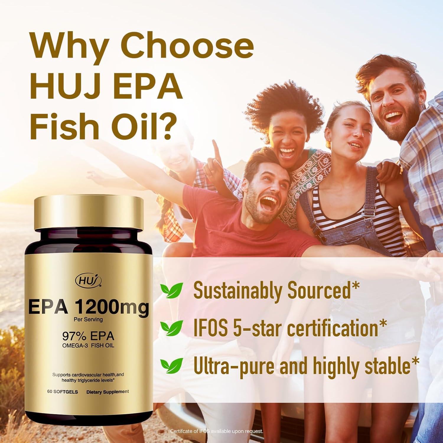 Aceite de Pescado Omega-3 HUJ 1200mg EPA 60 Gelatinas Blandas
