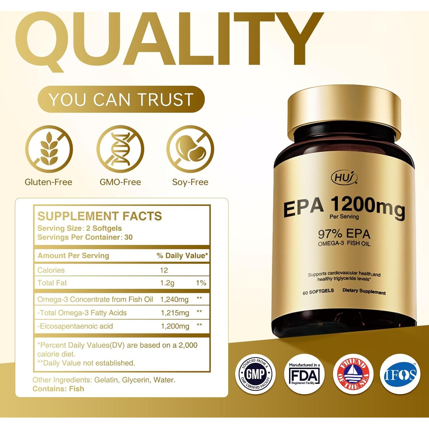 Aceite de Pescado Omega-3 HUJ 1200mg EPA 60 Gelatinas Blandas