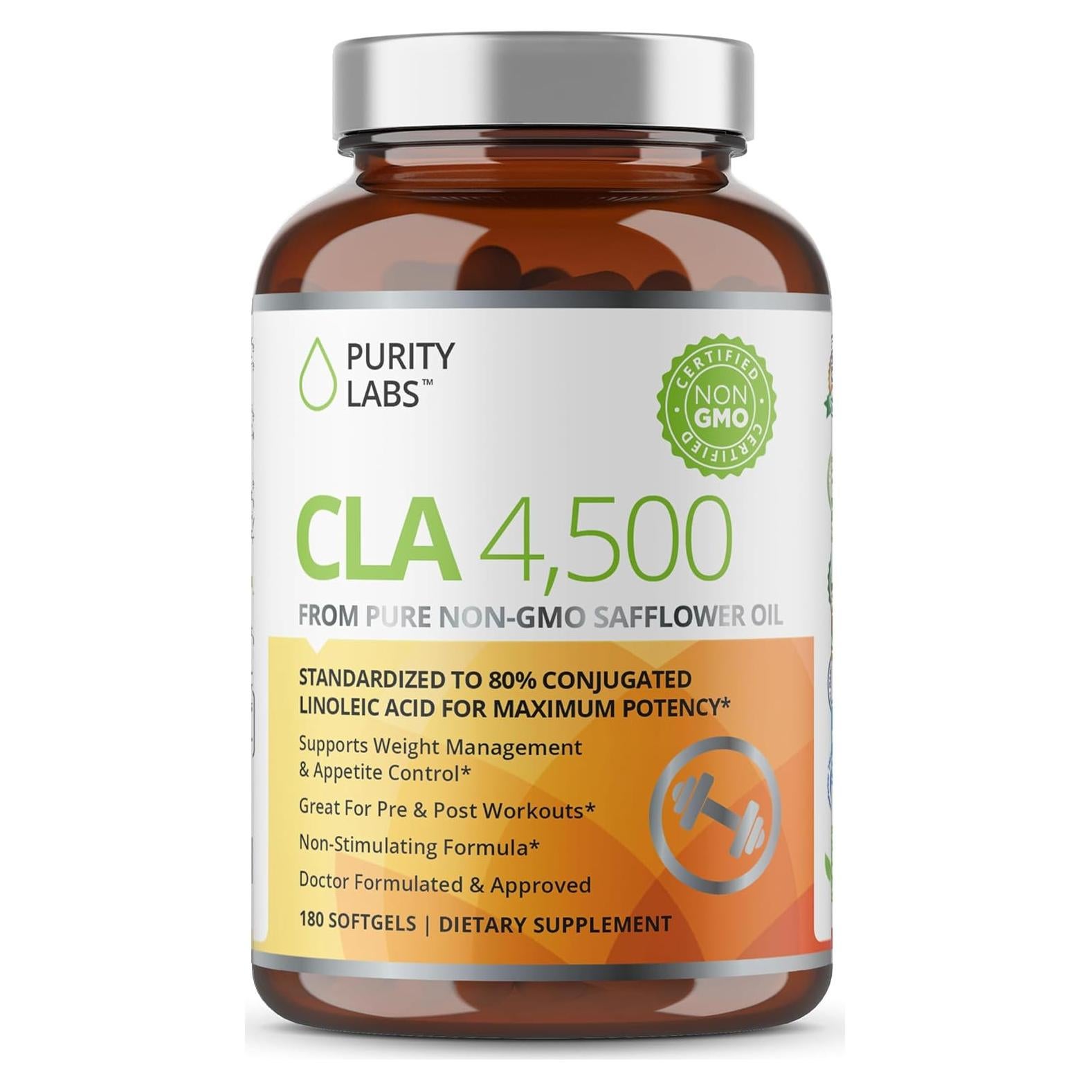 Suplemento CLA Purity Labs 4500mg - Aceite de Cártamo 180 Geles