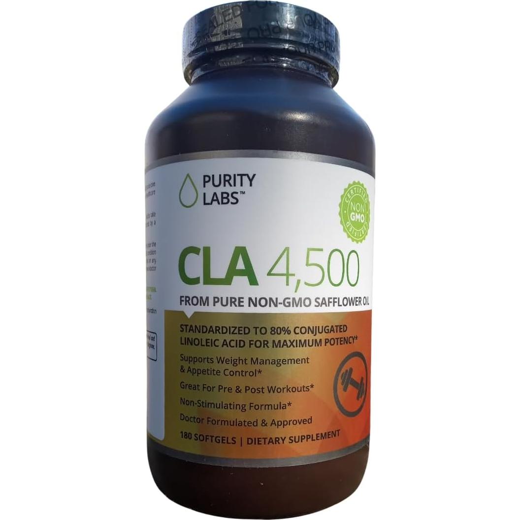 Suplemento CLA Purity Labs 4500mg - Aceite de Cártamo 180 Geles