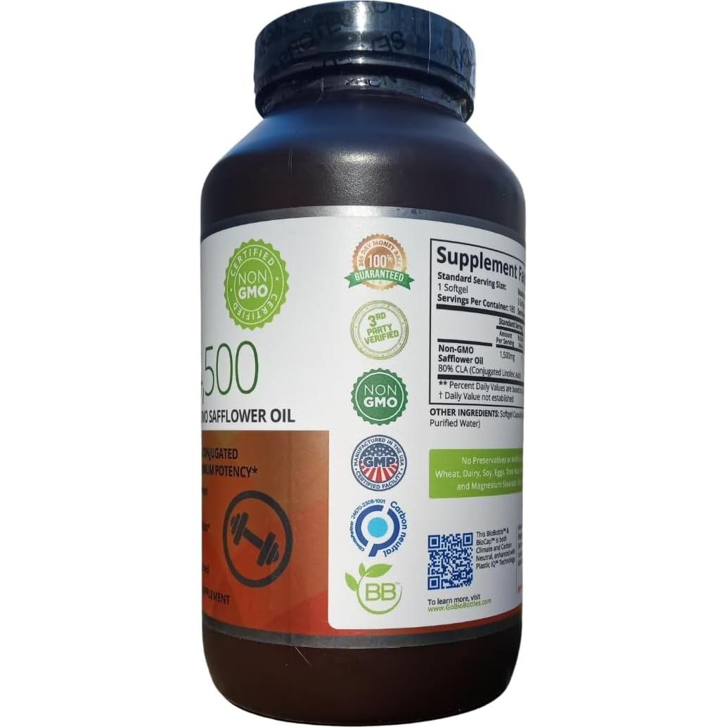 Suplemento CLA Purity Labs 4500mg - Aceite de Cártamo 180 Geles