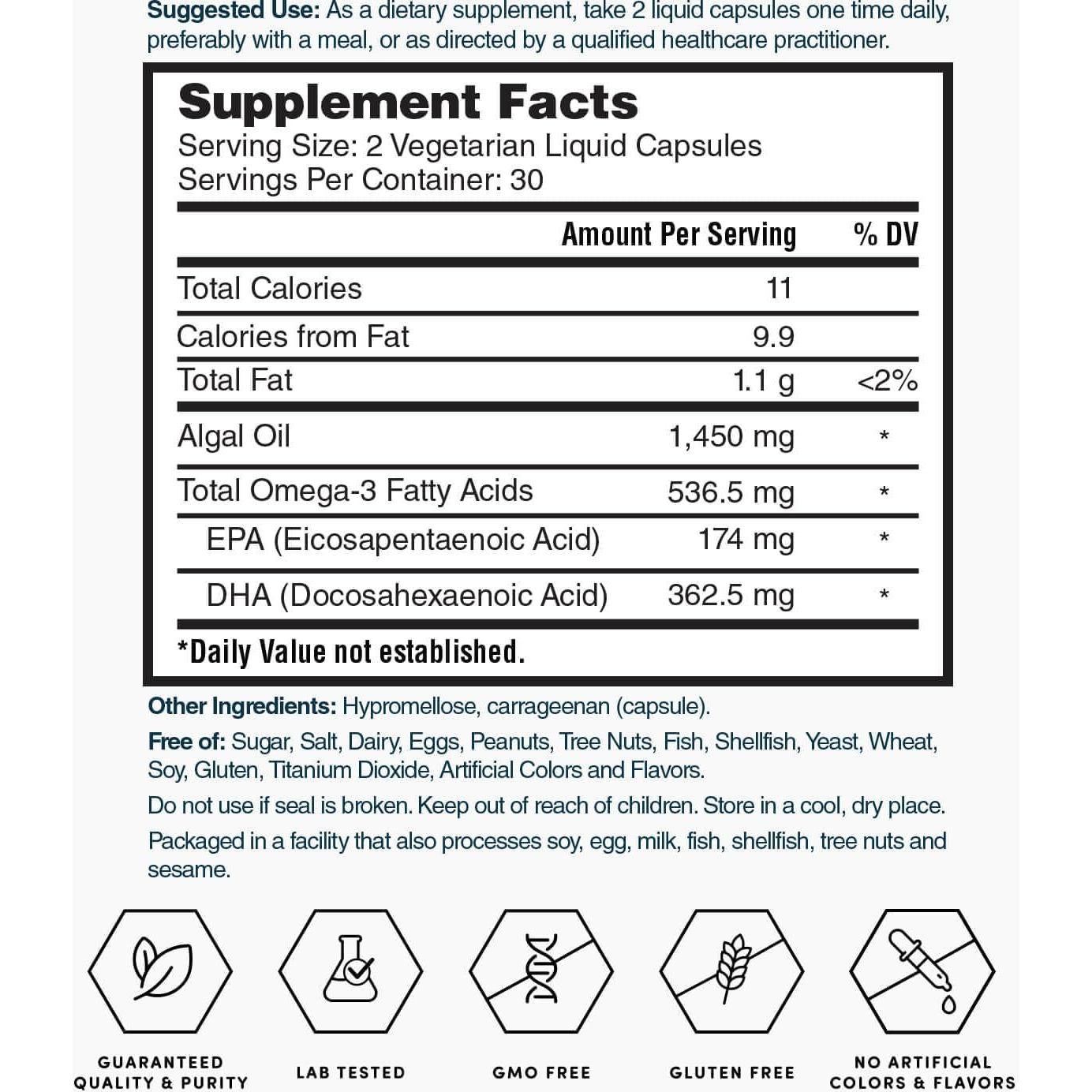 Omega-3 Vegetal Gold Nature's Lab - 60 Cápsulas Líquidas