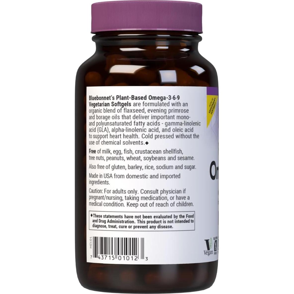 Omega 3-6-9 Vegano Bluebonnet - 1000 mg - 90 Gelatinas Blandas