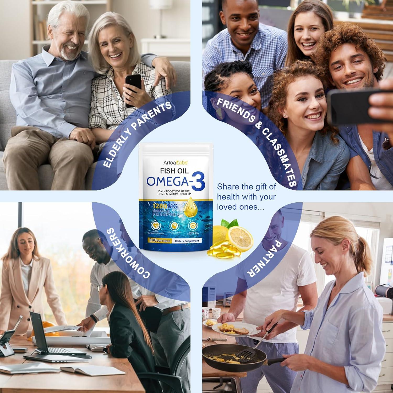 Suplemento Omega 3 Beyxdu 1280mg Aceite de Pescado 240 Cápsulas