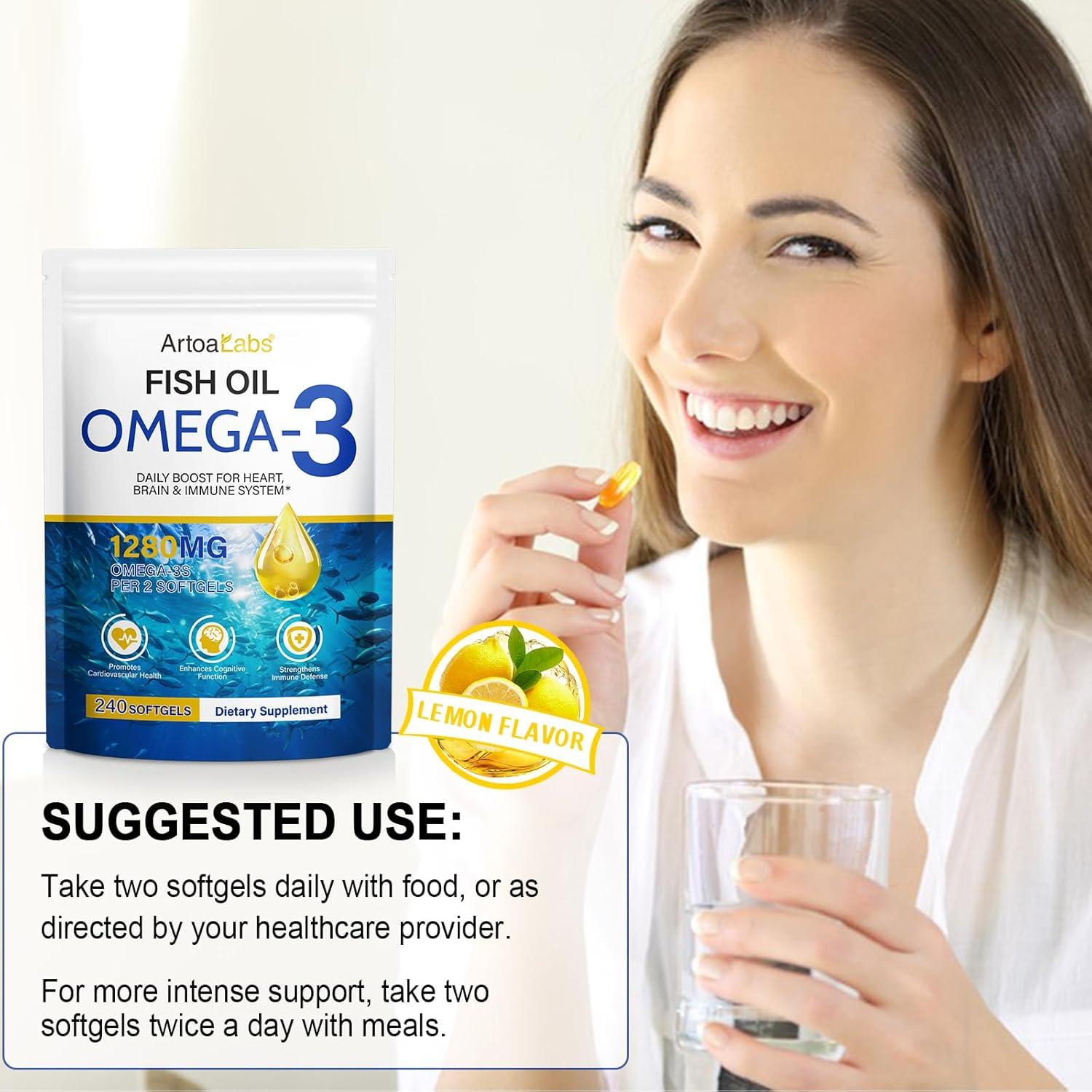 Suplemento Omega 3 Beyxdu 1280mg Aceite de Pescado 240 Cápsulas