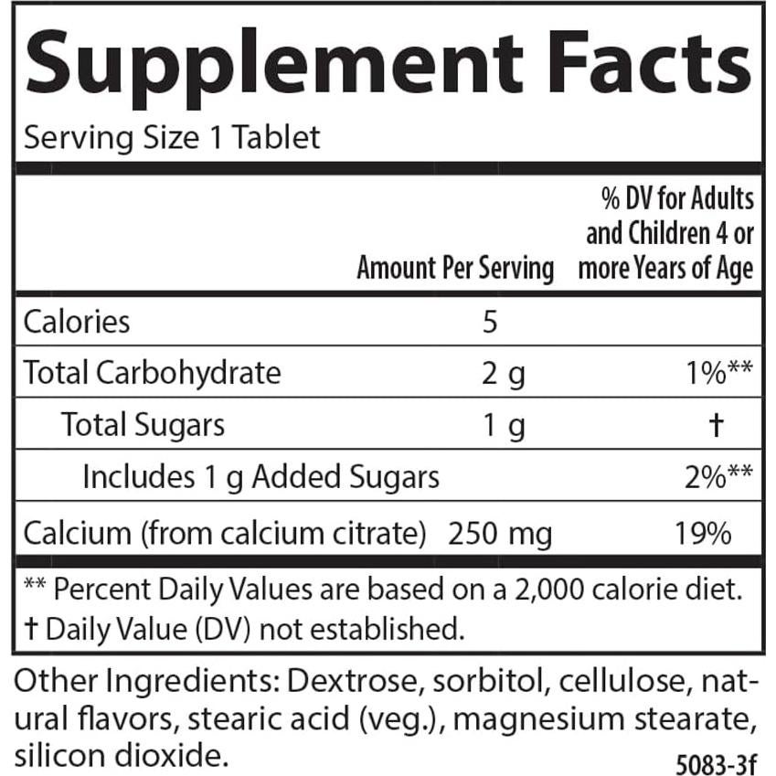 Carlson Calcio Masticable para Niños 250 mg Vainilla 60 Tabletas
