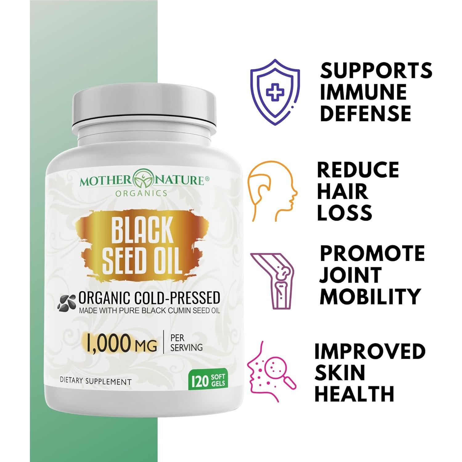 Cápsulas de Aceite de Semilla Negra Orgánico MNO 1000mg 120ct