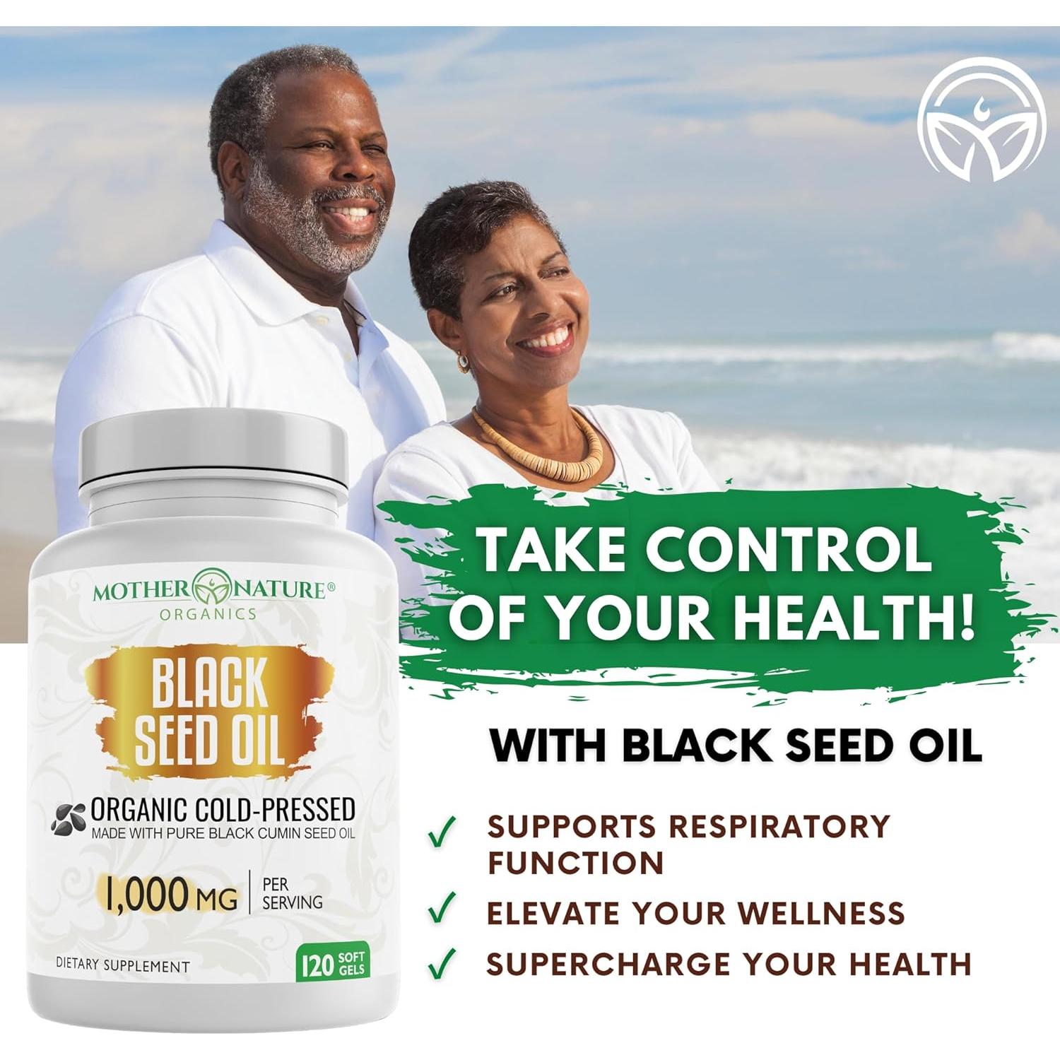 Cápsulas de Aceite de Semilla Negra Orgánico MNO 1000mg 120ct