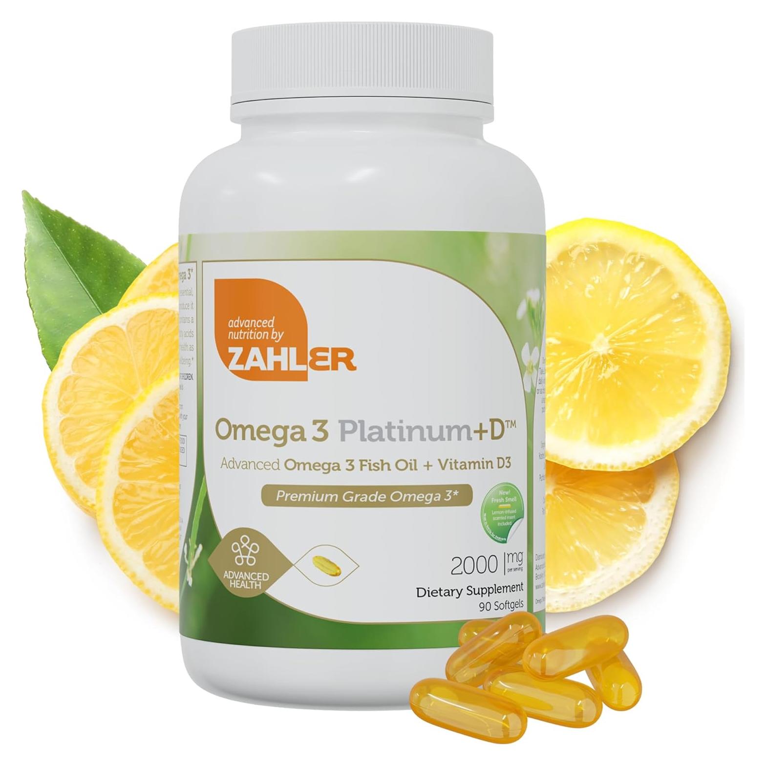 Suplemento Omega 3 Platinum+D Zahler 2000 mg 90 Softgels